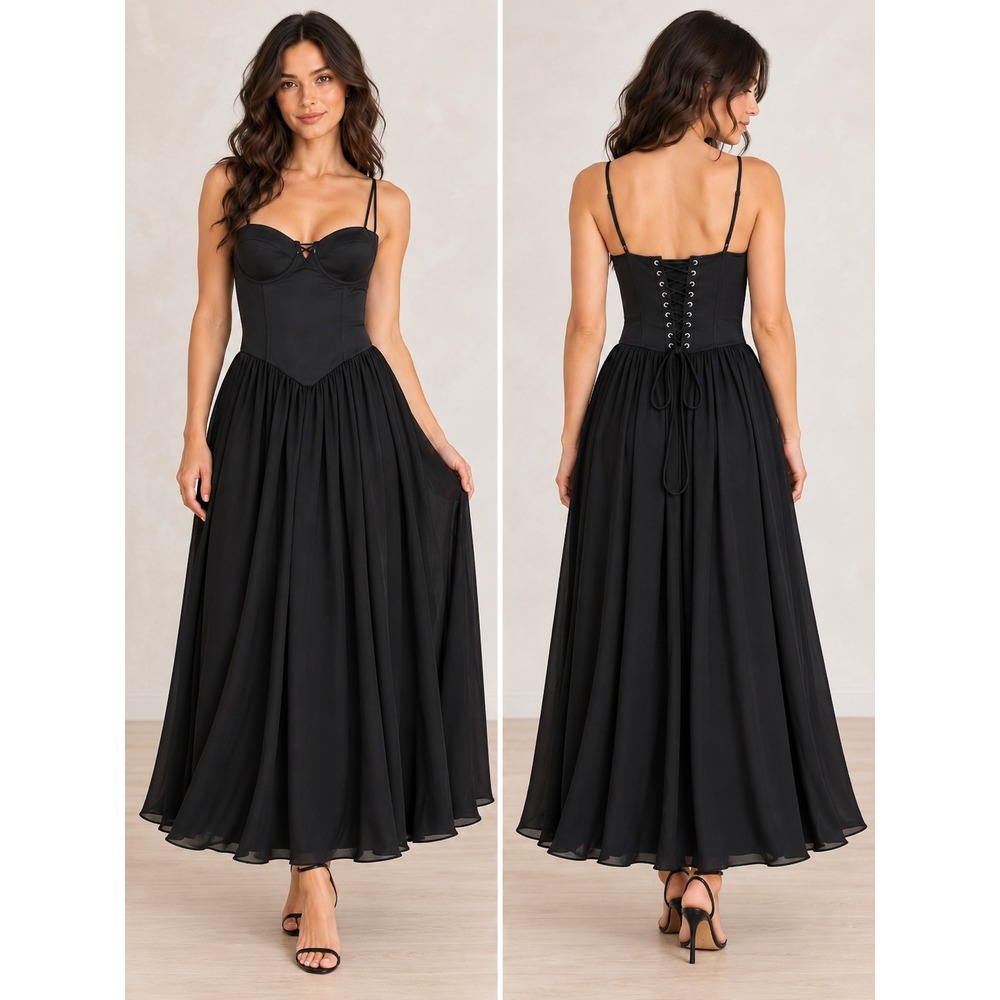 Runaway The Label Corset Dress Medium Romantic Goth Regency Drop Waist Milkmaid - Picture 8 of 12